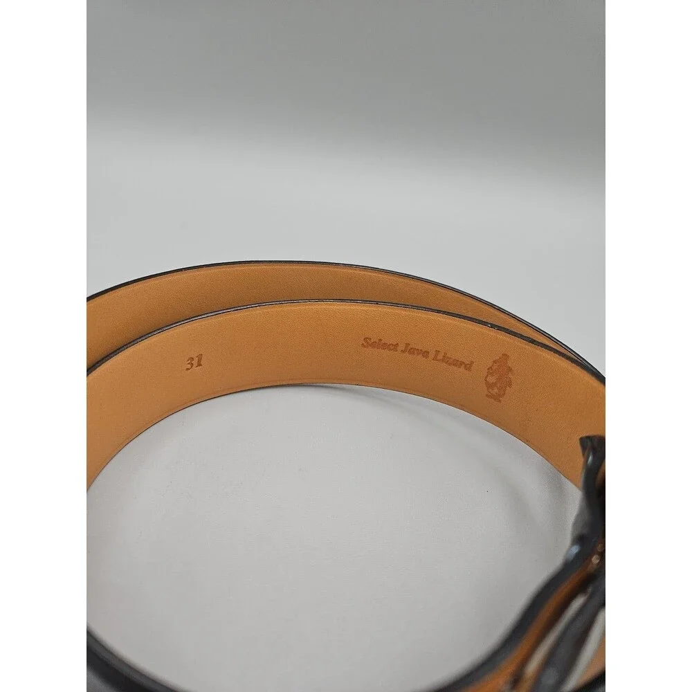 Clint Orms Java Lizard Leather Belt Size 31 Black Brass Handcrafted In USA